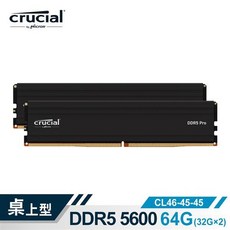 Micron Crucial PRO D5 5600 64G(32G*2) 記憶體 雙通道 黑散熱, 1個
