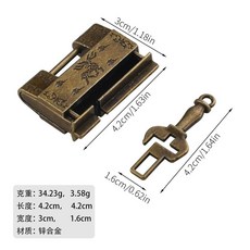 商品優質 迷你仿古鎖頭組 中式復古做舊箱櫃鎖 古代老式鑰匙鎖 多款可選, 藏鎖, 1個