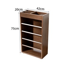實木書架 書桌側邊架 落地式多層收納架 兒童繪本架 學生家用置物架, 寬度42cm.胡桃色