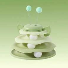 《小日子家居館》爆款貓咪玩具 新款冰淇淋軌道遊樂盤 逗貓自嗨解悶神器 轉盤小貓玩具, 小豬款-清新綠,Opp袋裝, 1個