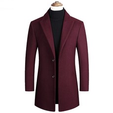 봄 가을 중청년 모직 코트 남자 하프 정장 카라 코트 중년 모직 아빠 비지니스룩 세미 싱글 반코트