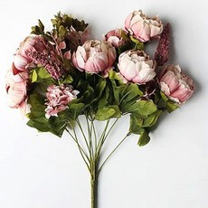 인테리어장식 금전운 모란조화꽃 풍성한 작약부쉬 (8송이 1다발), 다크핑크, 1개