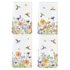 ECLATIS 벌새 모던 키친 주방 타월 10.6 x 61cm4.16 24인치 야생화 새 꽃무늬 핸드 장식 흡수성 건조 행주 욕실 농가 집들이 특별한 선물용 티 295166, 새