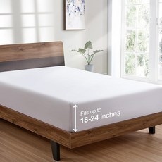 FreshCulture 퀸 매트리스 커버 - 호텔 품질 매우 부드럽고 통기성이 좋은 브러시드 극세사 딥 포켓 퀸 사이즈 침대용 쿨링 매트리스 커버 (라이트 그레이), 화이트