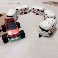 원격 제어 멀티 트레일러 RV 다중 섹션 열차 가능 3단 변속 충전 장난감 자동차, 배터리 25분, 1개, 레드(흰색 5개)+액세서리