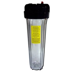 H2O-生活雜貨館 淨水器專用台灣製20英吋大胖透明濾殼黑蓋，配備洩壓鈕及1英吋牙口，確保飲用水安全