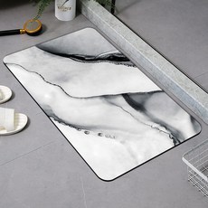누엘리 대리석 패턴 빨아쓰는 규조토 발매트, 블랙, 1개