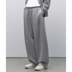 MUSINSA STANDARD 더블 니트 원 턱 와이드 라운지 스웨트 팬츠 [미디엄 그레이]