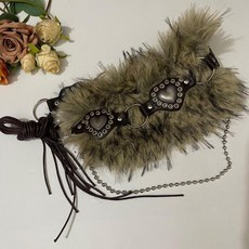 愛心腰帶 亞文化個性毛毛裝飾 美式復古 辣妹皮帶腰封