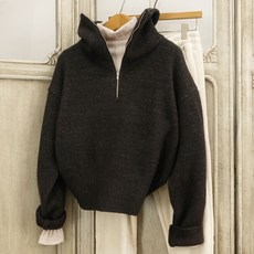 Ehing 高領半拉鍊連帽衛衣冬季秋季女式高爾夫針織衫