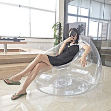 新品.透明充氣沙髮懶沙髮單臥室小型可愛齣租屋情節生日禮物diy, 1個, 不能塞娃娃充氣款透明289大沙髮 腳踩泵