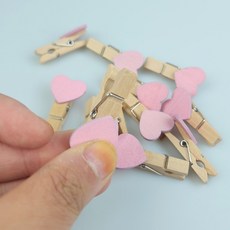 하트 나무 집게 50개 사진 메모 클립 장식용 미니집게