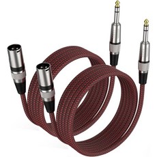 바이팔 10피트 2팩 나일론 꼬임 마이크 케이블 밸런스드 XLR 암컷에서 1/4인치 TRS 내구성 강한, TRS-XLR Male 6Feet-2Pack