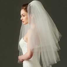 웨딩베일 면사포 셀프웨딩소품 브라이덜샤워 헤어장식, 1개, 면사포-진주화이트