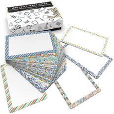 Attractivia 드라이 지우개 마그네틱 라벨 7.1 x 3cm(2.8 1.2인치) 컬러 테두리 자석 60팩 지울 수 있는 화이트 다목적 사무실 교육 가정 화, Pattern Borders