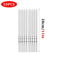 10PCS 15/20/30CM 야외 캠핑 피크닉 고기 거위 라운드 로스트 꼬치 스틱 스테인레스 스틸 바베큐 바늘 주방, 01 10pcs