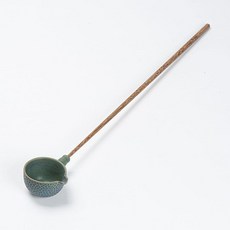 茶勺 復古陶瓷分茶勺實木長柄舀茶勺煮茶勺子茶湯勺茶水專用勺茶具配件, 1個, 加長竹柄-青茶水勺