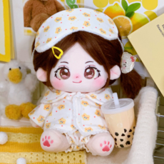 티니숲속 10cm 20cm 인형옷 파자마 잠옷 안대 포함 3종 세트, 1개, 옐로우