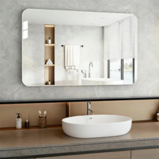 圓角長方形鏡子 浴室鏡子 無銅鏡 衛浴鏡子 廁所鏡子 化妝鏡 高清方鏡, 白4