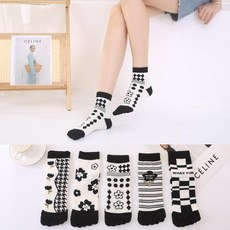 플라워 발가락 양말 여성 패션 중목