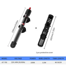 봉히터 온수히터 물데우기 AC220-240V50HZ AT700 수조 온도 조절기 자동 일정한 가열 막대 25w 50w 100w 200w 300w 유리, EU Plug, [00] AT-700 100W set