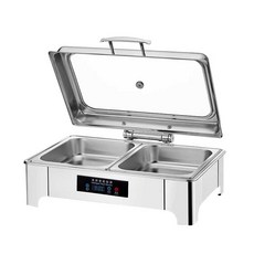 차핑디쉬 푸드워머 보온기 온열 뷔페 레스토랑 호텔, 1개, 2칸 스테인리스 그릇 9L