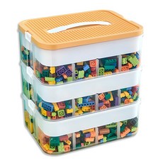 라이프웍스 조립 보드 파티션 레고 수납함 3단, 1개, 옐로우