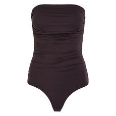 에이골디 주름 스트랩리스 바디수트