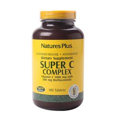 Natures Plus 超級C複合維他命C 1000mg&生物類黃酮 500mg無麩質錠, 1罐, 180顆