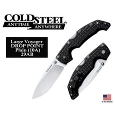 Cold Steel冷鋼Large Voyager DROP日本AUS10A鋼黑色Grive柄折刀【CS29AB】, 1個
