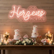 Herzens Mensch 네온 사인 로맨틱 LED 벽 조명 웨딩 스윗하트 테이블 장식 신부 샤워 보육원 또는 침실 선, 05 18inch(45cm), 05 Style 1