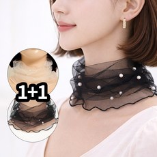 1+1목주름가리개 텀브걸 여성 넥워머 쉬폰 스카프