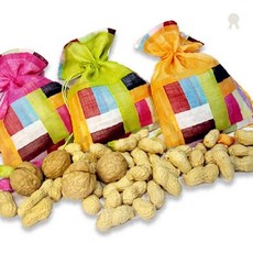 복 견과류 피땅콩 깨물기 주머니 호두 선물 부럼 담긴 정월 대보름 전통 천 모시, 1개, 상세페이지 참조