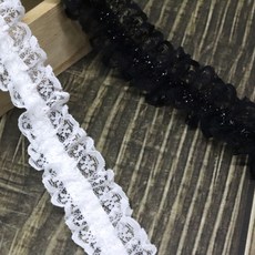 참보부상 양면 공주필름 2색 폭3cm 주름 스판 레이스 고무줄 인테리어, 1개, 화이트