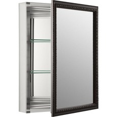 KOHLER K-2967-BR1 50.8cm x 66cm(20인치 26인치) 알루미늄 욕실 수납장 오일 마감 청동 프레임 거울 문 돌출식 또는 매입식 설치, KOHLER K-2967-BR1 50.8cm x 66c