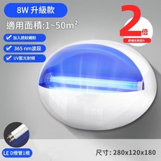 8W 升級款 適用面積1~50m² LED 滅蚊燈 UV藍光誘捕, 8W基礎款 適用50平 送10張捕蚊貼