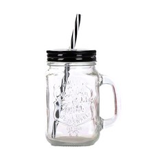 梅森玻璃杯450ML 飲料杯 冷飲杯, 透明(無吸管), 1個, 450ml