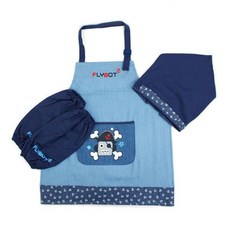 플라이봇 어린이 앞치마 마린 미술 두건 세트, WDHN_ M