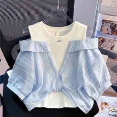 해피유통아동 여아 패션 크로스 소매 셔츠 상큼한 귀여운 디자인14세 이상 XG03