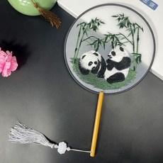 VANLUEE 雙面 宮扇 夏季 扇風, 1個, 繞絲包邊雙面繡-04:如圖