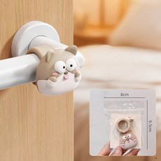 귀여운 동물 실리콘 도어 손잡이 충돌 방지 패드 소음 벽 보호, 강아지
