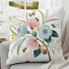 서플라이랩 디자인 프린팅 쇼파쿠션 컬렉션 국산솜포함, 8핑크블루플라워