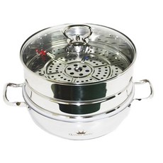 QueenSense 雙耳雙層不鏽鋼蒸鍋+鍋蓋, 直徑29cmX炒鍋高9.5cm