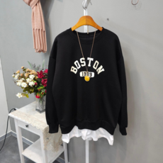 밑단 레이어드 보스턴 기모 맨투맨 여성 겨울맨투맨