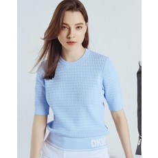 디케이엔와이 시즌오프무료 DKNY 골프 여성 자카드 로고 반팔 라운드 니트 스카이 블루 924518