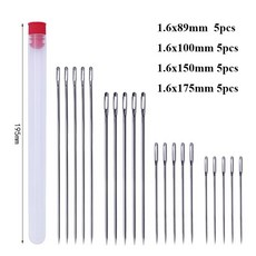 20PCS 175mm 대형 손 양모 인형 큰 눈은 긴 바느질 바늘을 지적 스테인레스 스틸 구슬 보석 구슬 핀 바늘 만들기, 병과 혼합 크기