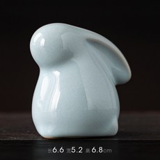 茶寵擺件精品可養汝窯萌兔可愛茶盤桌麵創意茶道配件茶玩生肖兔, 1個, 汝窯望月兔