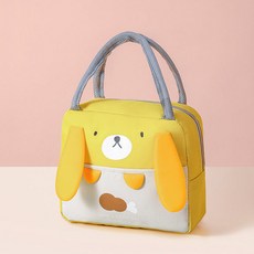 센스템 귀여운 입체 동물 이유식 도시락 보냉백 보온백, 옐로우, 1개