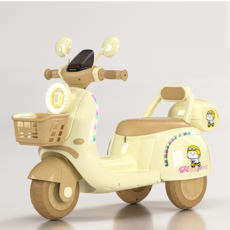 어린이 전동 오토바이 유아 삼륜차 스쿠터 아기전동차, 1개, 옐로우