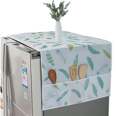 냉장고 방진 커버 세탁기 PEVA 소재 방수 보관 포켓 가방 포함 먼지 오븐 다목적 상단 더블 도어 플라워 1 131588, 꽃 2